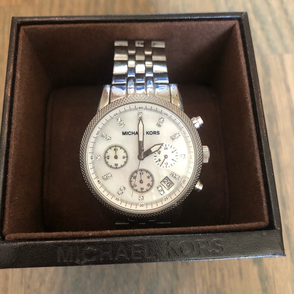 Michael Kors Crystal and Stainless Steel Watch